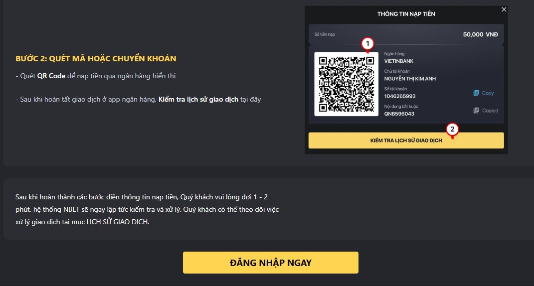 Quy trình nạp và rút tại Nbet đã được tự động hóa toàn bộ 