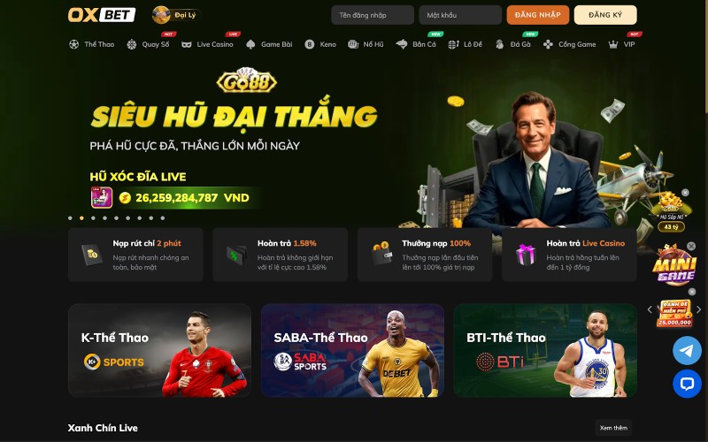 OXBET đã lọt top các tên tuổi hàng đầu mảng giải trí trực tuyến